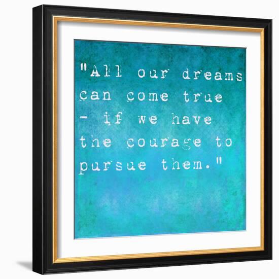 Inspirational Quote By Walt Disney On Earthy Background-nagib-Framed Art Print