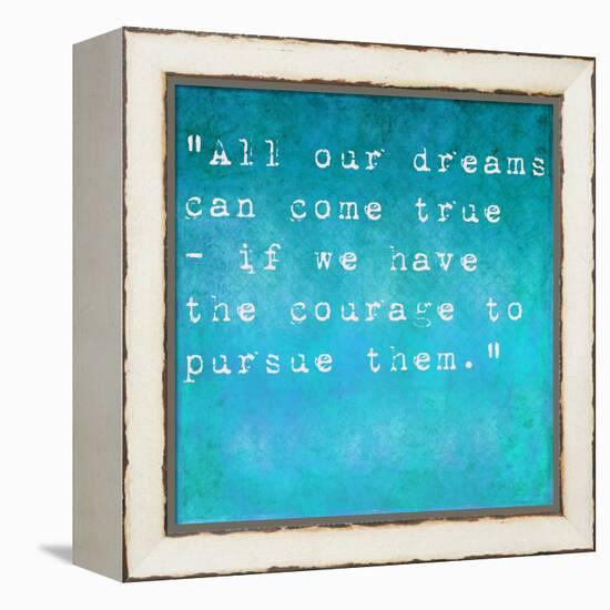 Inspirational Quote By Walt Disney On Earthy Background-nagib-Framed Stretched Canvas
