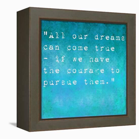 Inspirational Quote By Walt Disney On Earthy Background-nagib-Framed Stretched Canvas