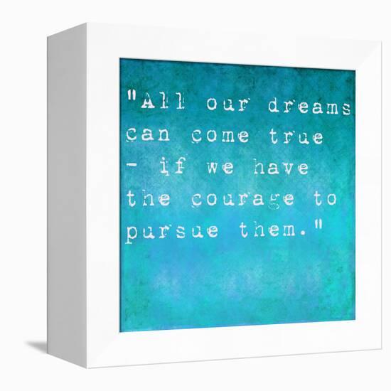 Inspirational Quote By Walt Disney On Earthy Background-nagib-Framed Stretched Canvas