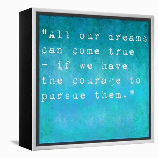 Inspirational Quote By Walt Disney On Earthy Background-nagib-Framed Stretched Canvas