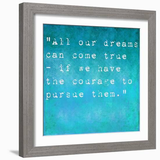 Inspirational Quote By Walt Disney On Earthy Background-nagib-Framed Premium Giclee Print