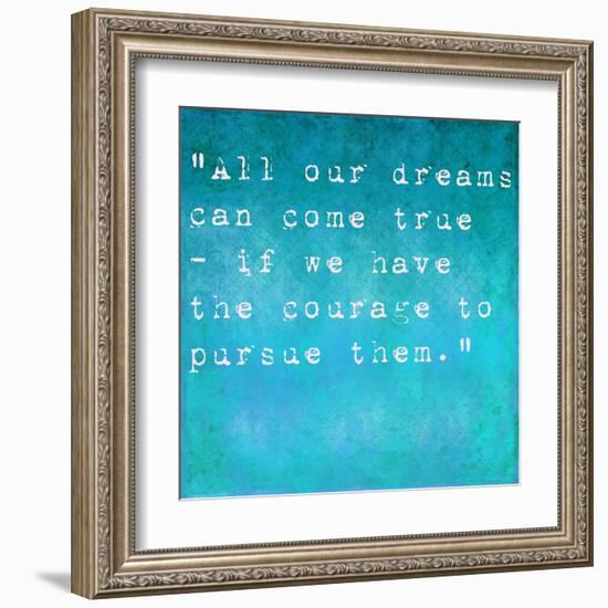 Inspirational Quote By Walt Disney On Earthy Background-nagib-Framed Art Print