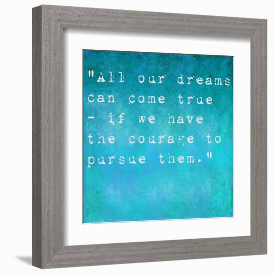 Inspirational Quote By Walt Disney On Earthy Background-nagib-Framed Art Print