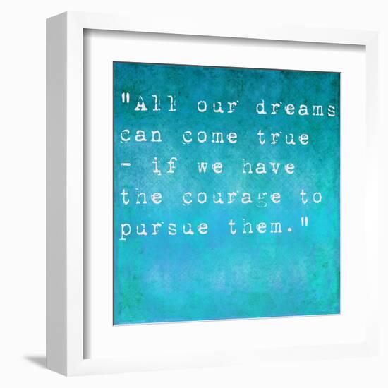 Inspirational Quote By Walt Disney On Earthy Background-nagib-Framed Art Print