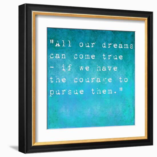 Inspirational Quote By Walt Disney On Earthy Background-nagib-Framed Art Print