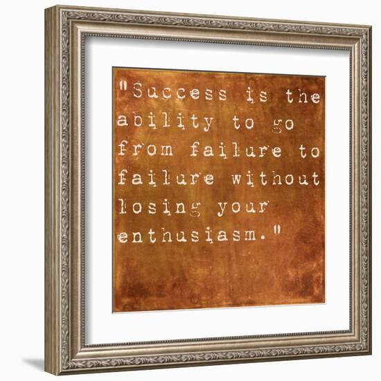 Inspirational Quote By Winston Churchill On Earthy Brown Background-nagib-Framed Art Print