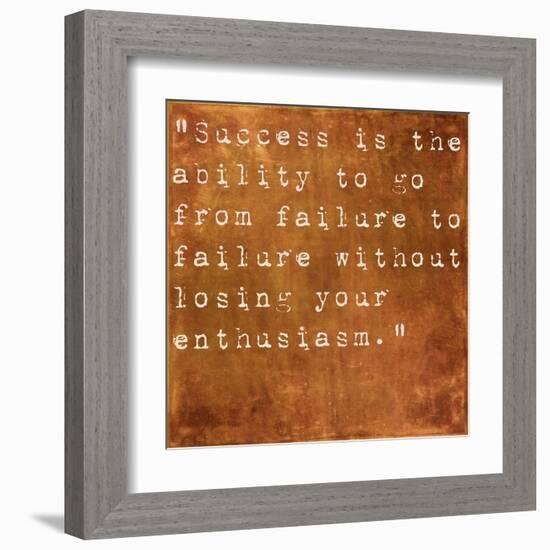 Inspirational Quote By Winston Churchill On Earthy Brown Background-nagib-Framed Art Print