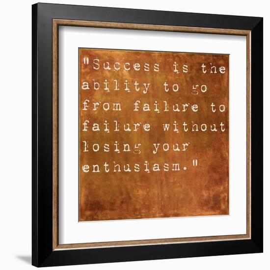 Inspirational Quote By Winston Churchill On Earthy Brown Background-nagib-Framed Art Print