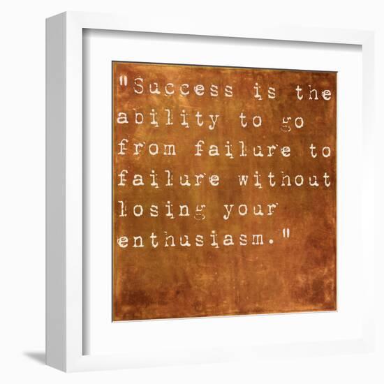 Inspirational Quote By Winston Churchill On Earthy Brown Background-nagib-Framed Art Print