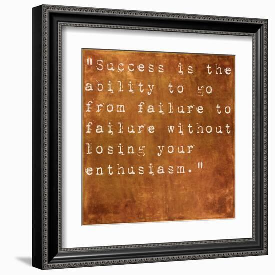 Inspirational Quote By Winston Churchill On Earthy Brown Background-nagib-Framed Art Print