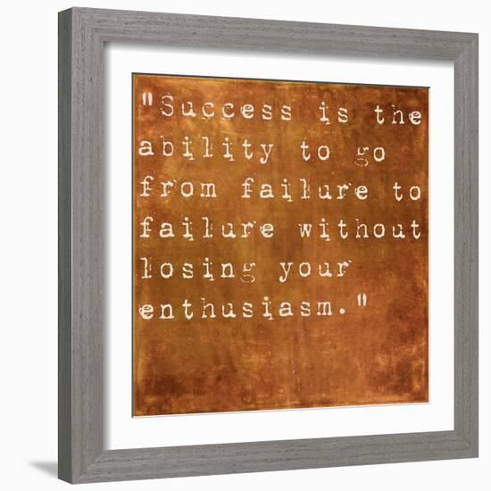 Inspirational Quote By Winston Churchill On Earthy Brown Background-nagib-Framed Art Print