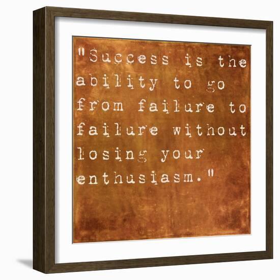 Inspirational Quote By Winston Churchill On Earthy Brown Background-nagib-Framed Art Print