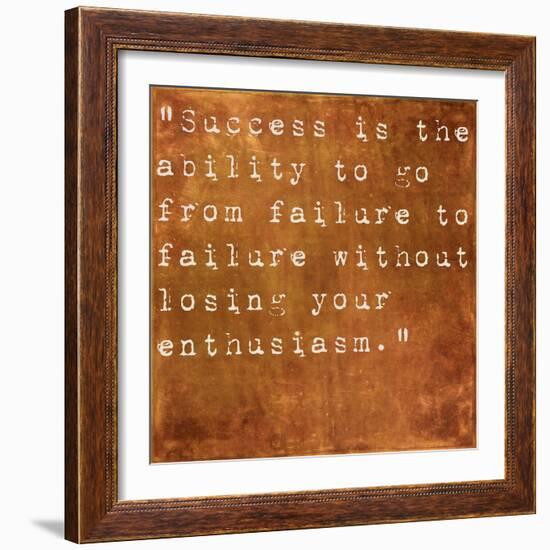 Inspirational Quote By Winston Churchill On Earthy Brown Background-nagib-Framed Art Print