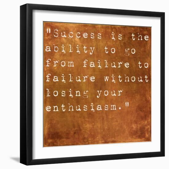 Inspirational Quote By Winston Churchill On Earthy Brown Background-nagib-Framed Art Print