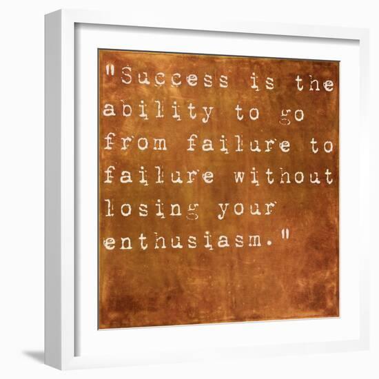 Inspirational Quote By Winston Churchill On Earthy Brown Background-nagib-Framed Art Print