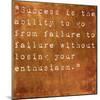 Inspirational Quote By Winston Churchill On Earthy Brown Background-nagib-Mounted Art Print
