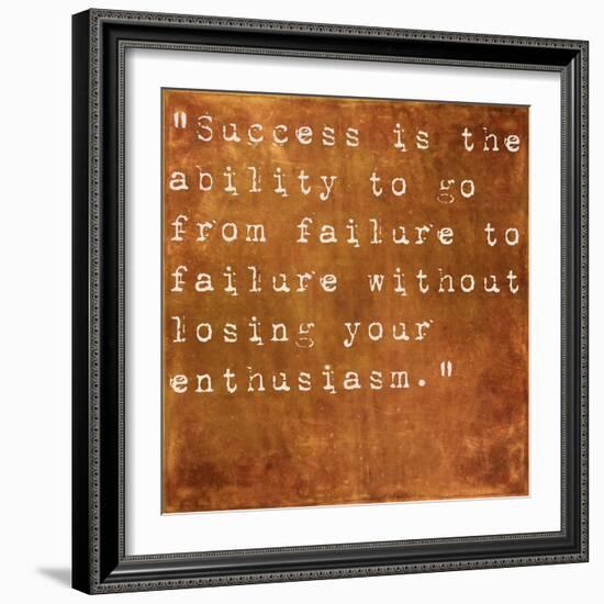 Inspirational Quote By Winston Churchill On Earthy Brown Background-nagib-Framed Art Print