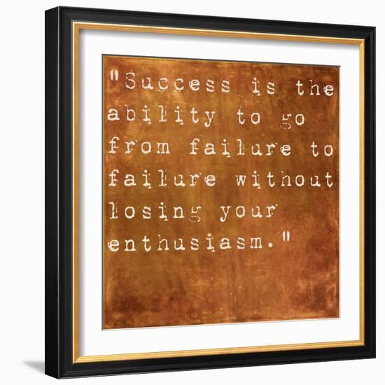 Inspirational Quote By Winston Churchill On Earthy Brown Background-nagib-Framed Art Print