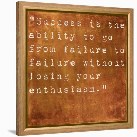 Inspirational Quote By Winston Churchill On Earthy Brown Background-nagib-Framed Stretched Canvas