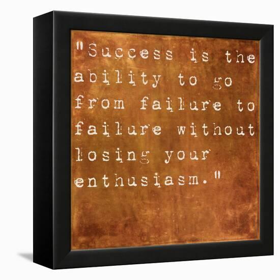 Inspirational Quote By Winston Churchill On Earthy Brown Background-nagib-Framed Stretched Canvas