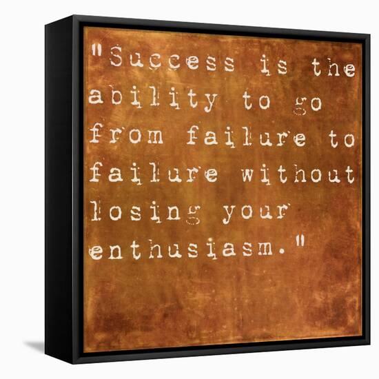 Inspirational Quote By Winston Churchill On Earthy Brown Background-nagib-Framed Stretched Canvas