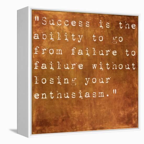 Inspirational Quote By Winston Churchill On Earthy Brown Background-nagib-Framed Stretched Canvas