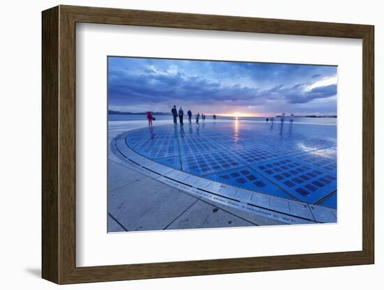 Installation Greetings to the Sun by Nikola Basic at Sunset, Zadar, Dalmatia, Croatia, Europe-Markus Lange-Framed Photographic Print