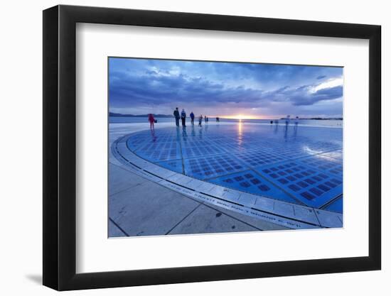 Installation Greetings to the Sun by Nikola Basic at Sunset, Zadar, Dalmatia, Croatia, Europe-Markus Lange-Framed Photographic Print