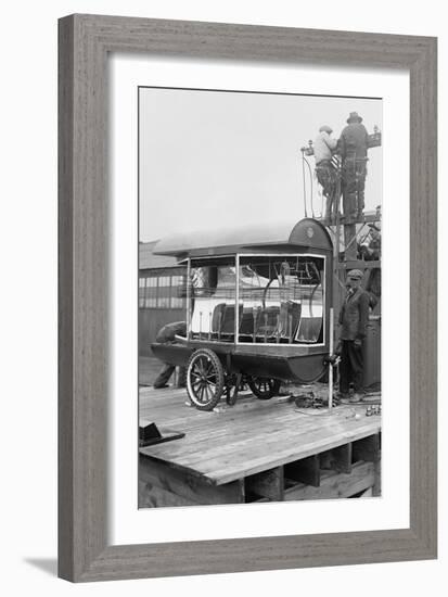 Installation of Searchlights at an Airfield-null-Framed Art Print