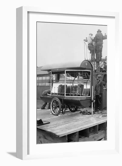 Installation of Searchlights at an Airfield-null-Framed Art Print