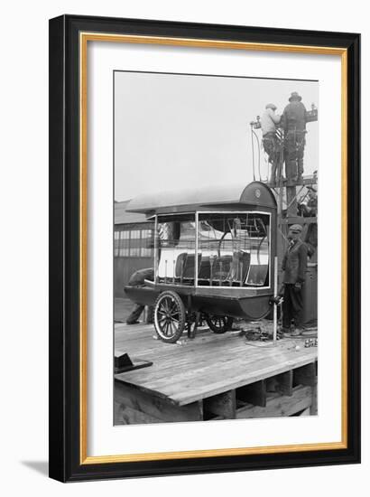 Installation of Searchlights at an Airfield-null-Framed Art Print