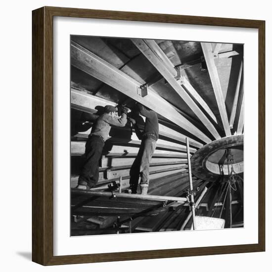 Installation of the Roof for a Liquid Methane Tank-Heinz Zinram-Framed Photographic Print