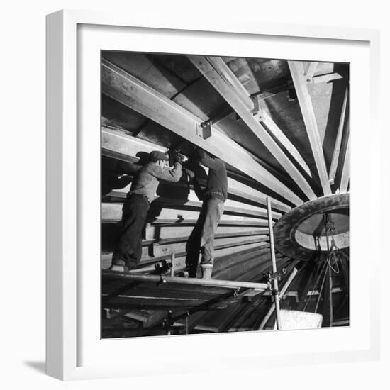 Installation of the Roof for a Liquid Methane Tank-Heinz Zinram-Framed Photographic Print