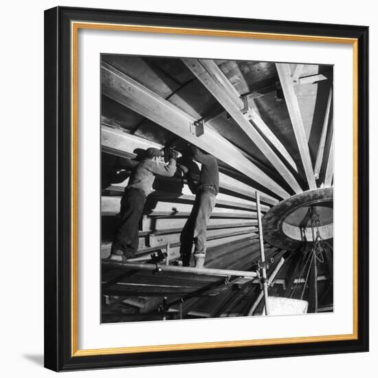 Installation of the Roof for a Liquid Methane Tank-Heinz Zinram-Framed Photographic Print