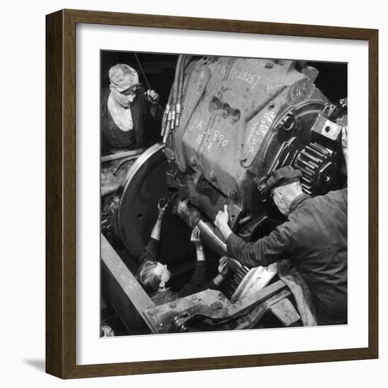 Installing an Engine for a Diesel Locomotive-Heinz Zinram-Framed Photographic Print