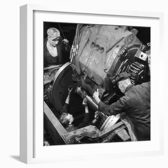 Installing an Engine for a Diesel Locomotive-Heinz Zinram-Framed Photographic Print