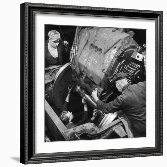 Installing an Engine for a Diesel Locomotive-Heinz Zinram-Framed Photographic Print