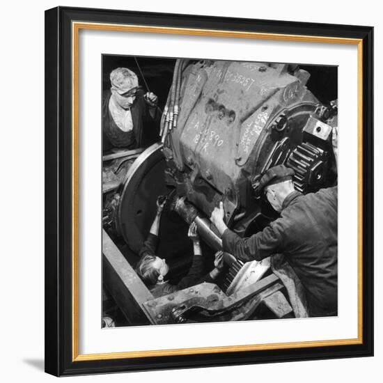 Installing an Engine for a Diesel Locomotive-Heinz Zinram-Framed Photographic Print