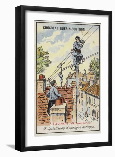 Installing an Overhead Power Line-null-Framed Giclee Print