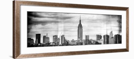 Instants of NY BW Series - Panoramic Landscape View Manhattan with the Empire State Building-Philippe Hugonnard-Framed Photographic Print