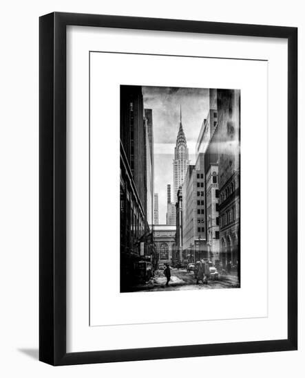 Instants of NY BW Series - Urban Scene in Winter at Grand Central Terminal in New York City-Philippe Hugonnard-Framed Art Print