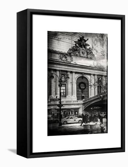 Instants of NY BW Series - Urban Scene View in Winter-Philippe Hugonnard-Framed Stretched Canvas