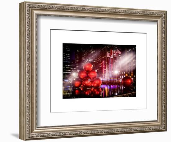 Instants of NY Series - Giant Christmas Ornaments on Sixth Avenue across from Radio City Music Hall-Philippe Hugonnard-Framed Premium Giclee Print