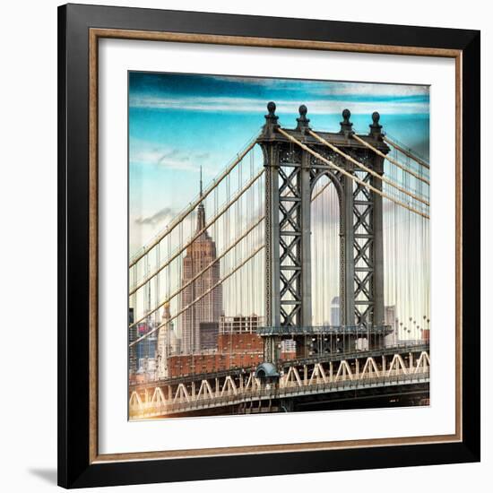 Instants of NY Series - Manhattan Bridge with the Empire State Building from Brooklyn Bridge-Philippe Hugonnard-Framed Photographic Print