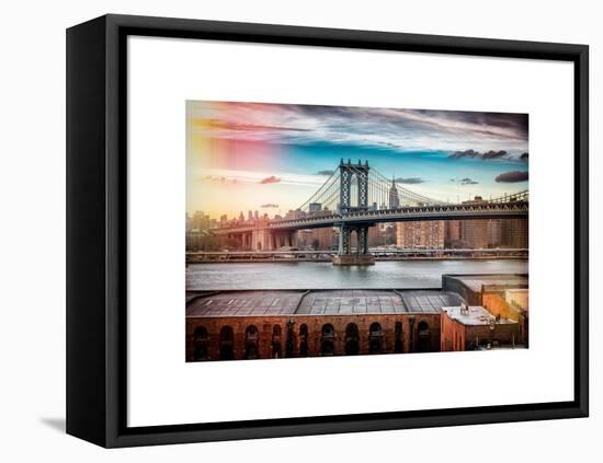 Instants of NY Series - Manhattan Bridge with the Empire State Building from Brooklyn-Philippe Hugonnard-Framed Stretched Canvas