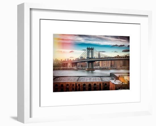 Instants of NY Series - Manhattan Bridge with the Empire State Building from Brooklyn-Philippe Hugonnard-Framed Art Print