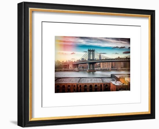 Instants of NY Series - Manhattan Bridge with the Empire State Building from Brooklyn-Philippe Hugonnard-Framed Art Print