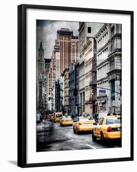 Instants of NY Series - NYC Yellow Taxis / Cabs on Broadway Avenue in Manhattan - New York City-Philippe Hugonnard-Framed Photographic Print