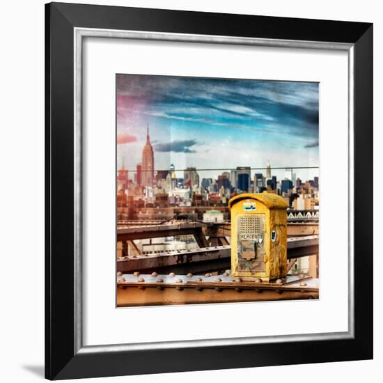 Instants of NY Series - Police Emergency Call Box on Walkway of Brooklyn Bridge-Philippe Hugonnard-Framed Photographic Print